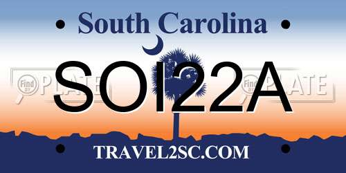 SOI22A South Carolina License Plate