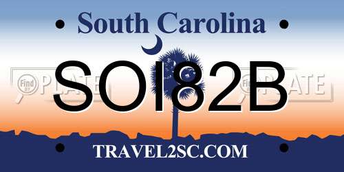 SOI82B South Carolina License Plate