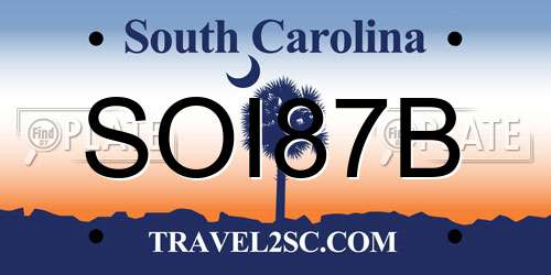 SOI87B South Carolina License Plate