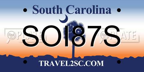 SOI87S South Carolina License Plate