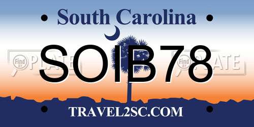 SOIB78 South Carolina License Plate