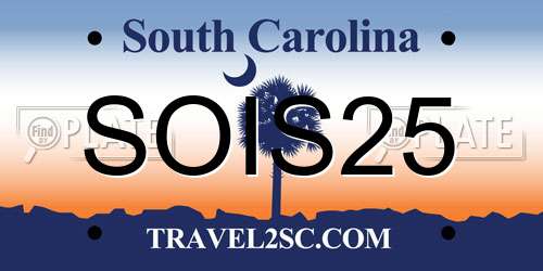 SOIS25 South Carolina License Plate