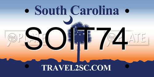 SOIT74 South Carolina License Plate