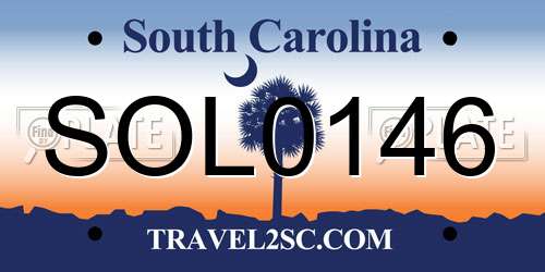 SOL0146 South Carolina License Plate
