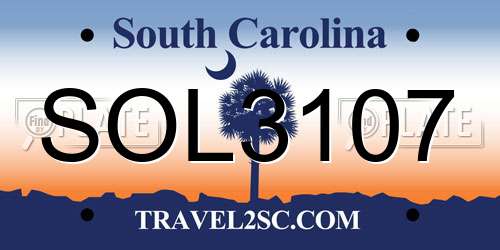 SOL3107 South Carolina License Plate
