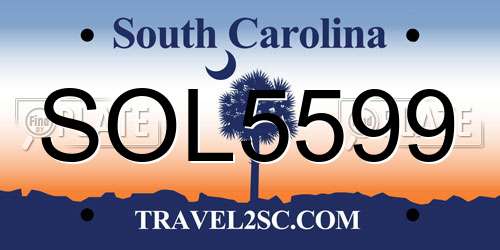SOL5599 South Carolina License Plate