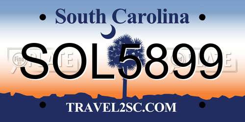 SOL5899 South Carolina License Plate