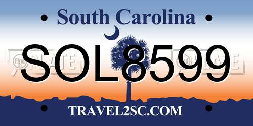 SOL8599 South Carolina License Plate