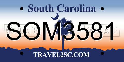 SOM3581 South Carolina License Plate