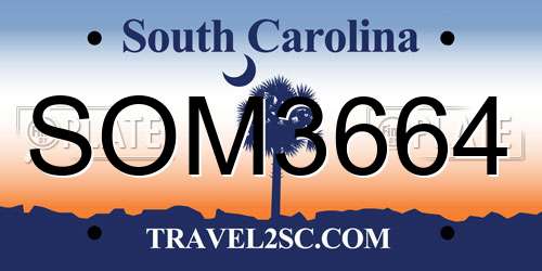 SOM3664 South Carolina License Plate