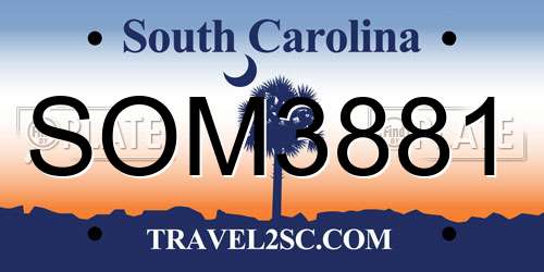 SOM3881 South Carolina License Plate