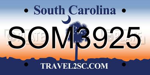 SOM3925 South Carolina License Plate