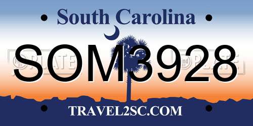 SOM3928 South Carolina License Plate