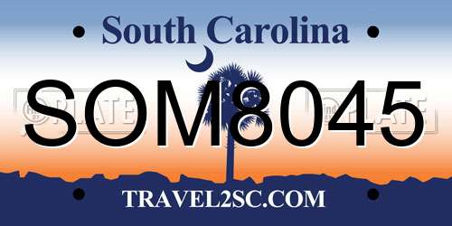 SOM8045 South Carolina License Plate