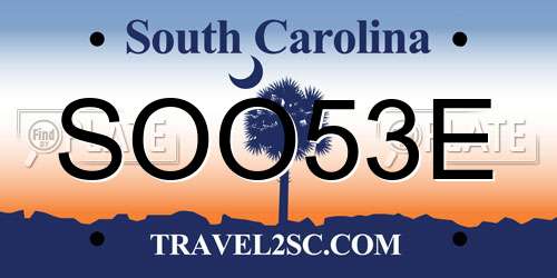 SOO53E South Carolina License Plate