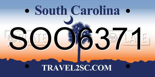 SOO6371 South Carolina License Plate