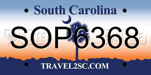 SOP6368 South Carolina License Plate