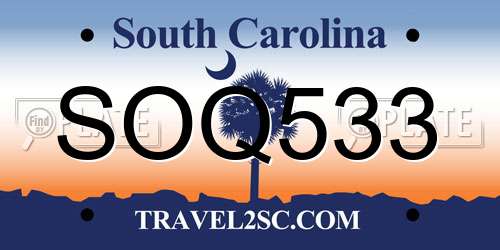 SOQ533 South Carolina License Plate