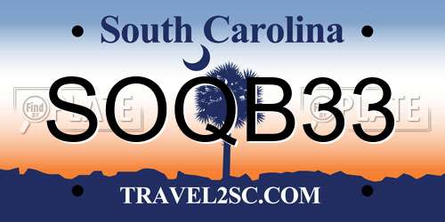 SOQB33 South Carolina License Plate
