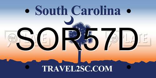 SOR57D South Carolina License Plate