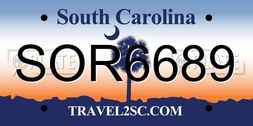 SOR6689 South Carolina License Plate