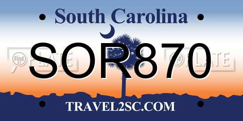 SOR870 South Carolina License Plate