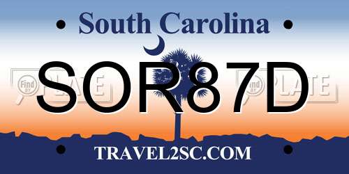 SOR87D South Carolina License Plate