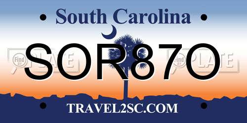 SOR87O South Carolina License Plate