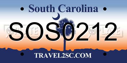 SOS0212 South Carolina License Plate