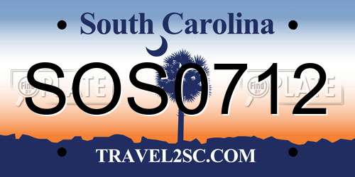 SOS0712 South Carolina License Plate