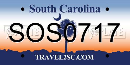 SOS0717 South Carolina License Plate