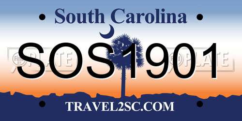 SOS1901 South Carolina License Plate