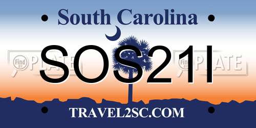 SOS21I South Carolina License Plate