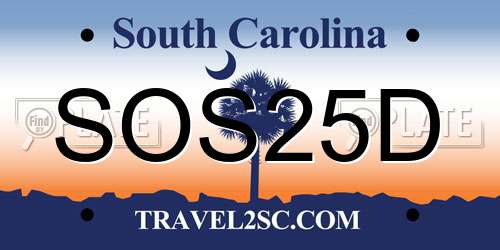SOS25D South Carolina License Plate
