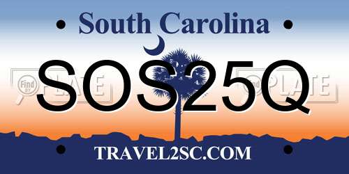 SOS25Q South Carolina License Plate
