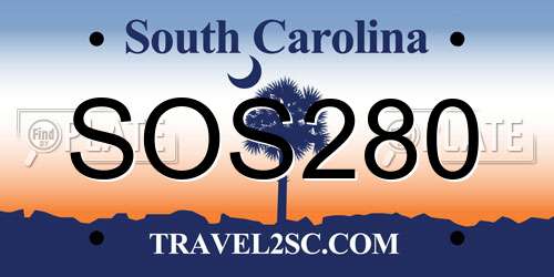 SOS280 South Carolina License Plate