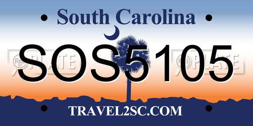 SOS5105 South Carolina License Plate