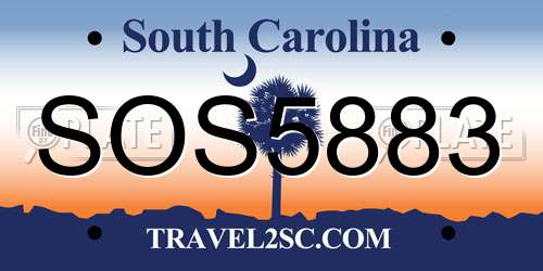 SOS5883 South Carolina License Plate