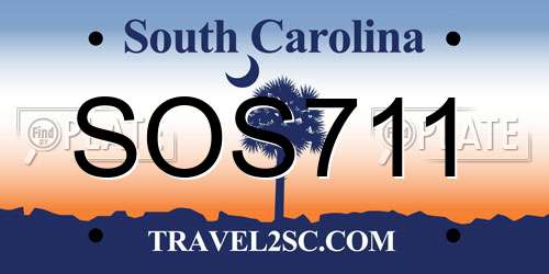 SOS711 South Carolina License Plate