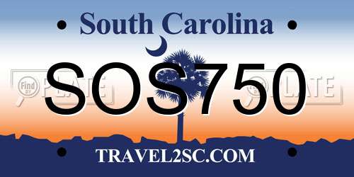 SOS750 South Carolina License Plate