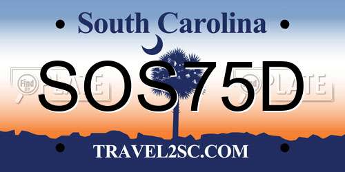 SOS75D South Carolina License Plate