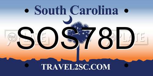 SOS78D South Carolina License Plate