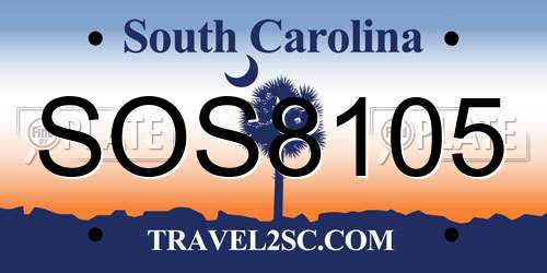 SOS8105 South Carolina License Plate