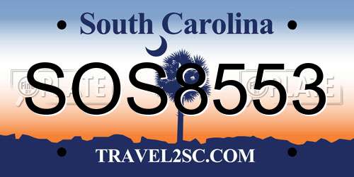 SOS8553 South Carolina License Plate