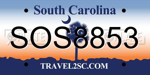 SOS8853 South Carolina License Plate