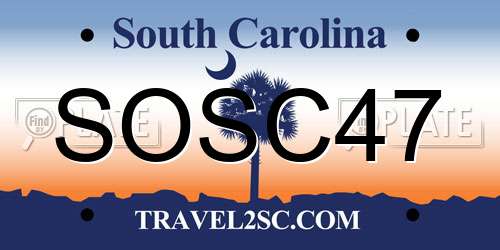 SOSC47 South Carolina License Plate
