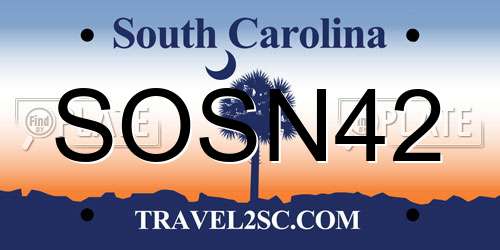 SOSN42 South Carolina License Plate