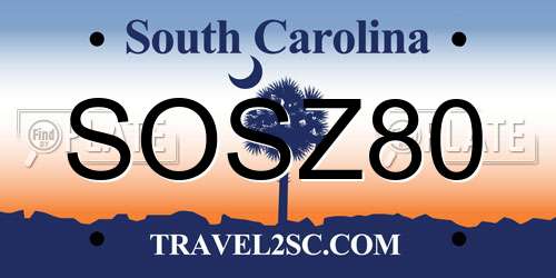 SOSZ80 South Carolina License Plate