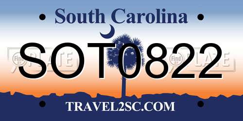 SOT0822 South Carolina License Plate