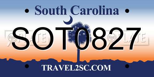 SOT0827 South Carolina License Plate